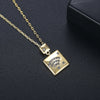 Women's Geometric Square Pendant Copper Necklace With Zircon Inlay And Electroplated Finish