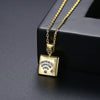 Women's Geometric Square Pendant Copper Necklace With Zircon Inlay And Electroplated Finish