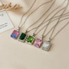 Women's Geometric Square Perfume Bottle Pendant Necklace Copper Titanium Steel Mixed Gem Inlay Electroplating Crystal Zircon