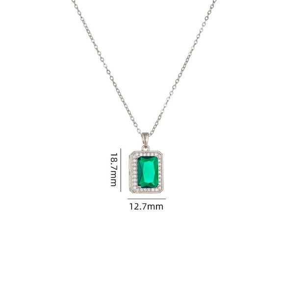 Women's Geometric Square Perfume Bottle Pendant Necklace Copper Titanium Steel Mixed Gem Inlay Electroplating Crystal Zircon