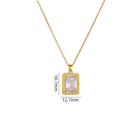 Women's Geometric Square Perfume Bottle Pendant Necklace Copper Titanium Steel Mixed Gem Inlay Electroplating Crystal Zircon