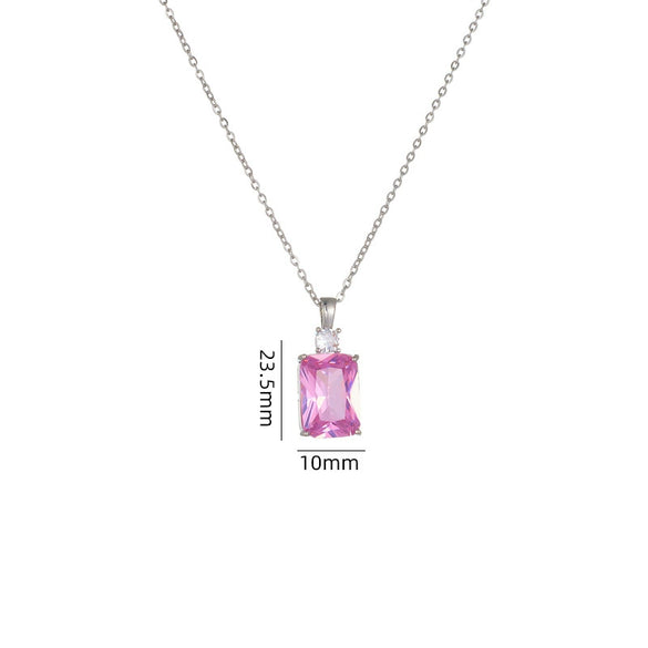 Women's Geometric Square Perfume Bottle Pendant Necklace Copper Titanium Steel Mixed Gem Inlay Electroplating Crystal Zircon
