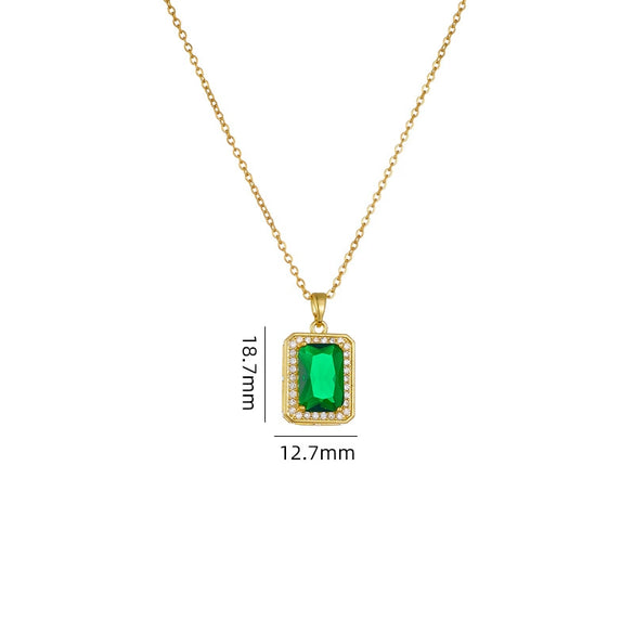 Women's Geometric Square Perfume Bottle Pendant Necklace Copper Titanium Steel Mixed Gem Inlay Electroplating Crystal Zircon