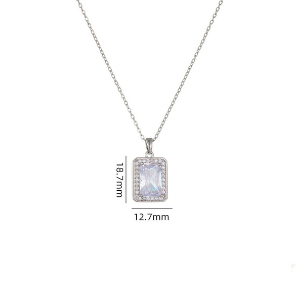 Women's Geometric Square Perfume Bottle Pendant Necklace Copper Titanium Steel Mixed Gem Inlay Electroplating Crystal Zircon