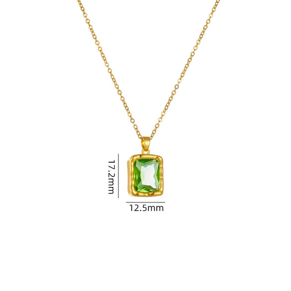 Women's Geometric Square Perfume Bottle Pendant Necklace Copper Titanium Steel Mixed Gem Inlay Electroplating Crystal Zircon