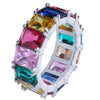 Women's Geometric Square Rainbow Zircon Inlaid Alloy Ring Electroplated Fashion Statement Jewelry