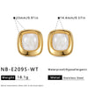 Women’s Geometric Square Resin Stainless Steel Stud Earrings With 18K Gold Vacuum Plating And Retro Style