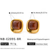 Women’s Geometric Square Resin Stainless Steel Stud Earrings With 18K Gold Vacuum Plating And Retro Style