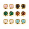 Women’s Geometric Square Resin Stainless Steel Stud Earrings With 18K Gold Vacuum Plating And Retro Style