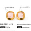 Women’s Geometric Square Resin Stainless Steel Stud Earrings With 18K Gold Vacuum Plating And Retro Style