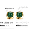 Women’s Geometric Square Resin Stainless Steel Stud Earrings With 18K Gold Vacuum Plating And Retro Style