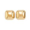 Women's Geometric Square Rounded Corner Stud Earrings Electroplated Iron Metal With Steel Posts And Retro Polished Finish