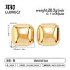 Women's Geometric Square Rounded Corner Stud Earrings Electroplated Iron Metal With Steel Posts And Retro Polished Finish