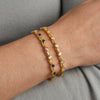 Women’s Geometric Square Stainless Steel Bracelet With Zircon Accents And 18K Vacuum Electroplated Finish Wholesale Jewelry