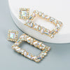 Women's Geometric Square Statement Earrings In Alloy With Colorful Rhinestone Accents And Exaggerated Fashion Design