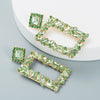 Women's Geometric Square Statement Earrings In Alloy With Colorful Rhinestone Accents And Exaggerated Fashion Design