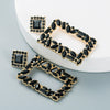 Women's Geometric Square Statement Earrings In Alloy With Colorful Rhinestone Accents And Exaggerated Fashion Design