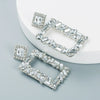 Women's Geometric Square Statement Earrings In Alloy With Colorful Rhinestone Accents And Exaggerated Fashion Design