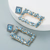 Women's Geometric Square Statement Earrings In Alloy With Colorful Rhinestone Accents And Exaggerated Fashion Design