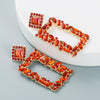 Women's Geometric Square Statement Earrings In Alloy With Colorful Rhinestone Accents And Exaggerated Fashion Design