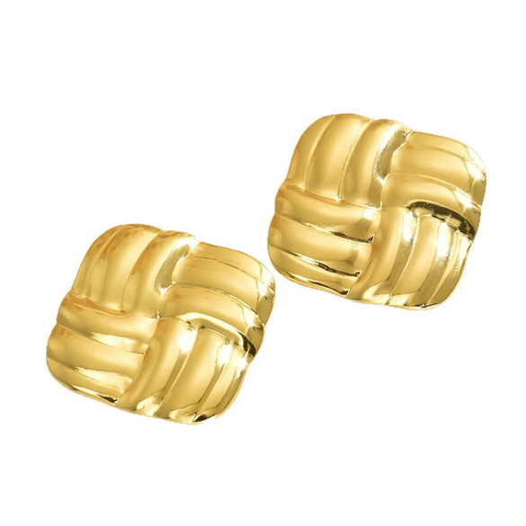 Women's Geometric Square Textured Stainless Steel Stamped Earrings
