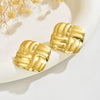 Women's Geometric Square Textured Stainless Steel Stamped Earrings