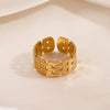 Women's Geometric Square Titanium Steel Ring French Retro Style Real Gold Electroplated
