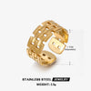 Women's Geometric Square Titanium Steel Ring French Retro Style Real Gold Electroplated