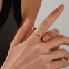 Women's Geometric Square Titanium Steel Ring French Retro Style Real Gold Electroplated