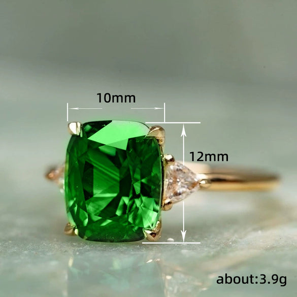 Women's Geometric Square Triangle Copper Zircon Inlaid Ring Jewelry