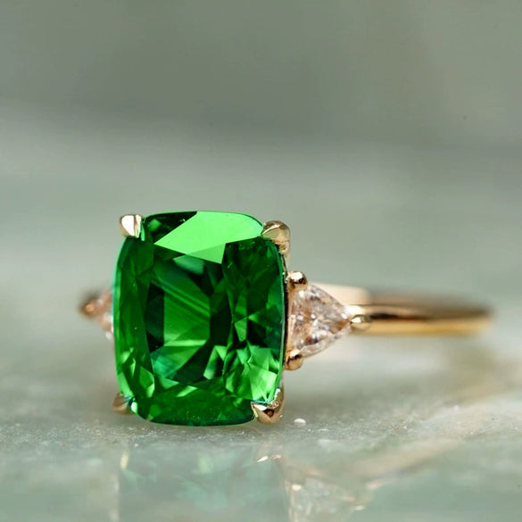 Women's Geometric Square Triangle Copper Zircon Inlaid Ring Jewelry