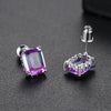 Women's Geometric Square Zircon Earrings In Copper With Tourmalinecolored Stones And Electroplated Fashion Design