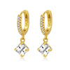 Women's Geometric Square Zircon Earrings With Silver Needle And Copper Electroplated Fresh Cute Versatile Style