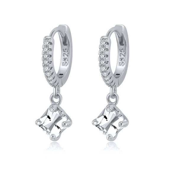 Women's Geometric Square Zircon Earrings With Silver Needle And Copper Electroplated Fresh Cute Versatile Style
