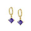 Women’s Geometric Square Zircon Pendant Hoop Earrings With Silver Needle And Electroplated Copper