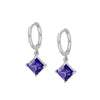 Women’s Geometric Square Zircon Pendant Hoop Earrings With Silver Needle And Electroplated Copper