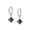 Women’s Geometric Square Zircon Pendant Hoop Earrings With Silver Needle And Electroplated Copper