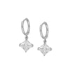 Women’s Geometric Square Zircon Pendant Hoop Earrings With Silver Needle And Electroplated Copper