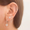 Women’s Geometric Square Zircon Pendant Hoop Earrings With Silver Needle And Electroplated Copper