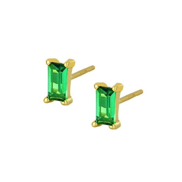 Women's Geometric Square Zircon Stud Earrings With Silver Needle And Copper Electroplated Simple Fashion Jewelry