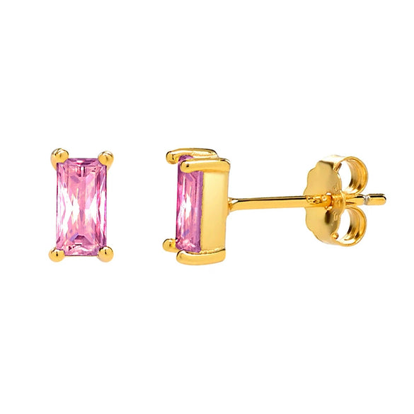 Women's Geometric Square Zircon Stud Earrings With Silver Needle And Copper Electroplated Simple Fashion Jewelry