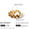 Women's Geometric Stainless Steel Adjustable Ring With Natural Stone And Pearl Accents Gold Vacuum Electroplated Minimalist Jewelry
