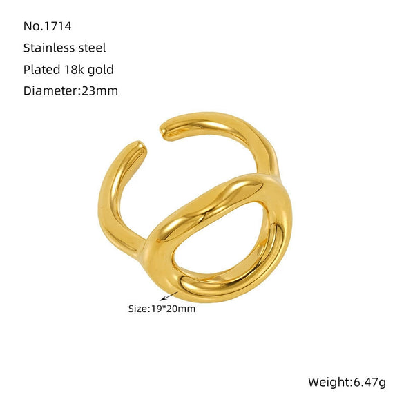 Women's Geometric Stainless Steel And 316L Stainless Steel Hollow Ring With Electroplating Treatment