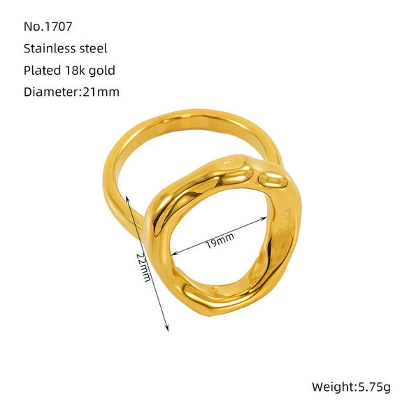 Women's Geometric Stainless Steel And 316L Stainless Steel Hollow Ring With Electroplating Treatment