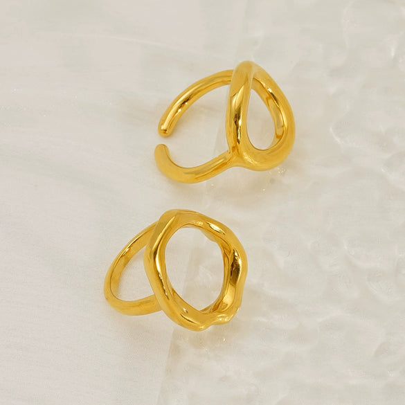 Women's Geometric Stainless Steel And 316L Stainless Steel Hollow Ring With Electroplating Treatment