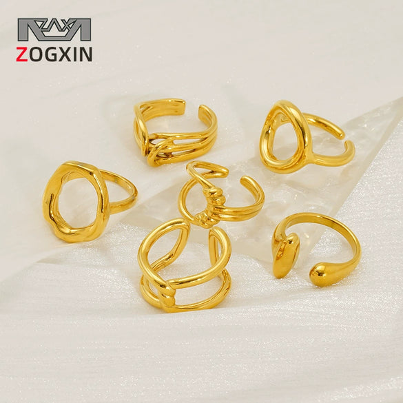 Women's Geometric Stainless Steel And 316L Stainless Steel Hollow Ring With Electroplating Treatment