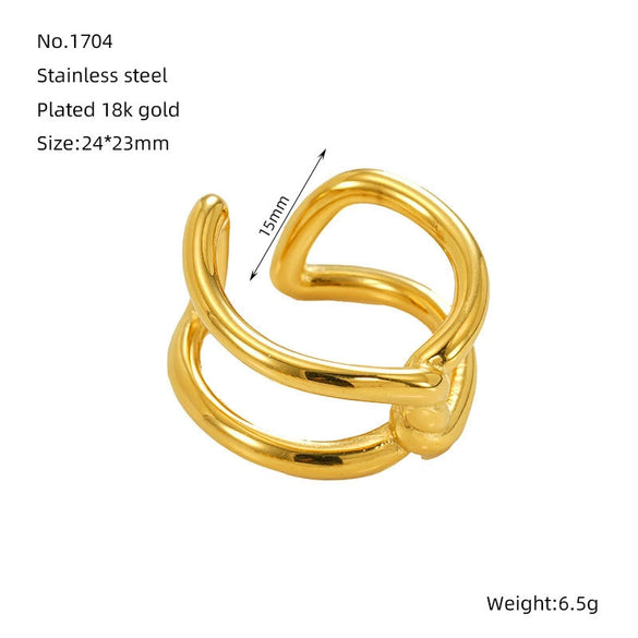 Women's Geometric Stainless Steel And 316L Stainless Steel Hollow Ring With Electroplating Treatment