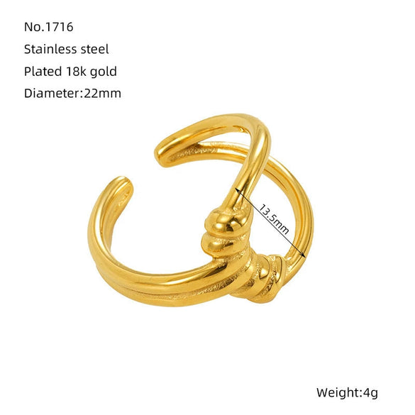Women's Geometric Stainless Steel And 316L Stainless Steel Hollow Ring With Electroplating Treatment