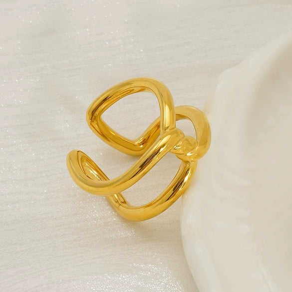 Women's Geometric Stainless Steel And 316L Stainless Steel Hollow Ring With Electroplating Treatment