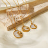 Women's Geometric Stainless Steel And Titanium Steel Inlaid Pendant Necklace With Electroplating